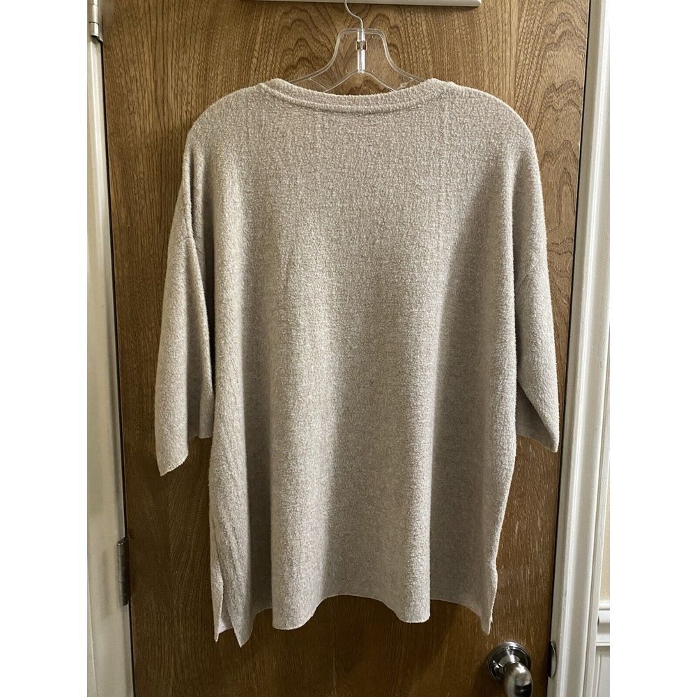 ZARA TRAFALUC HIGH LOW SWEATER SHORT SLEEVE OVERSIZED WOMENS SIZE SMALL BEIGE - Picture 7 of 10